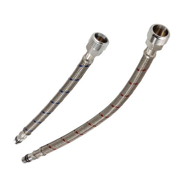 Kingston Brass KSSL154 9" & 12" Supply Line, Male 3/8" UNF x Male 1/2" NPSM, Stainless Steel KSSL154